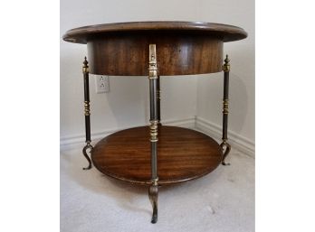 Round Weiman Side Table With Metal Accents