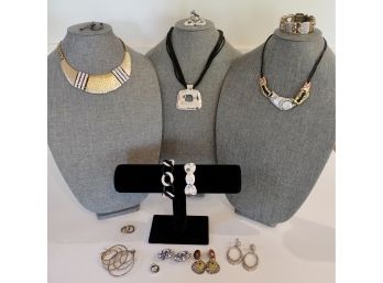 Mixed Metal And Black Necklaces, Bracelets, & Earrings