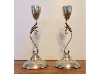 Pair Of Lovely Mexican Sterling Candlesticks