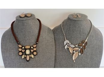 2 Fashion Necklaces With Coordinating Earrings