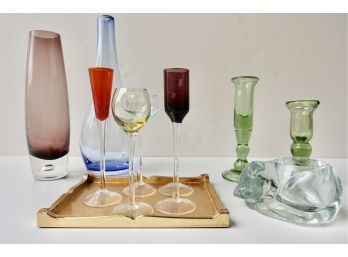 Apertif Glasses, Candlesticks, And Other Art Glass