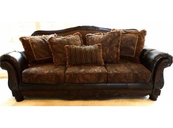 Durablend & Chenille Sofa With Wood Frame And Throw Pillows