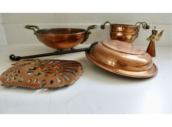 Copper Vessels, Pan, Trivet, & Angle