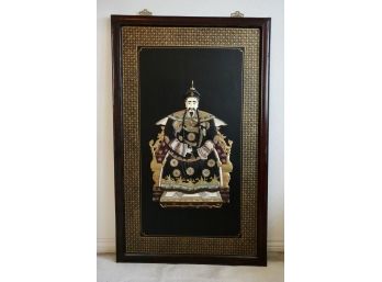 Large Asian Dimension Artwork Of Man Framed, AS IS