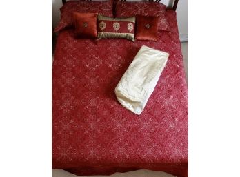 Queen Bedspread, Shams, Throw Pillows And Bed Skirt