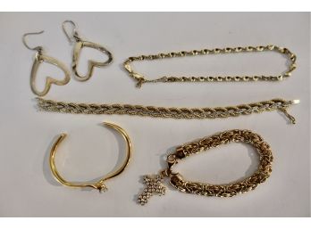 Gold Toned Bracelets And Earrings