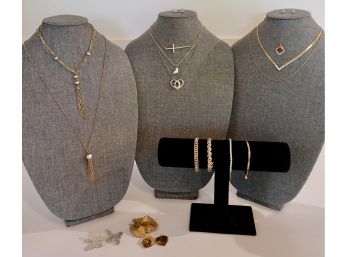 Sweet Dainty Gold And Silver Toned Necklaces, Bracelets, And Earrings