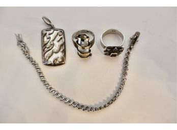 Sterling Rings, Pendant, & Bracelet With Cubic Zirconia, Mother Of Pearl, & More
