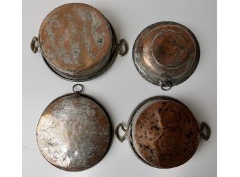 4 Vintage Copper Finish Pans