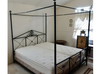 King Size Metal Four Poster Canopy Bed, Mattress Not Included