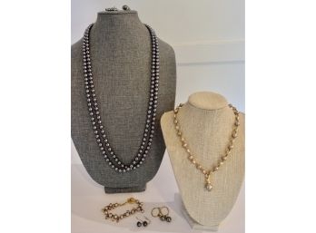 Gorgeous Pearl Necklaces And Earrings