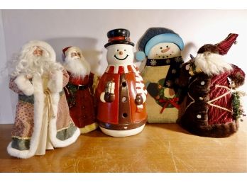 Large Ceramic Snowman & Other Christmas Decor