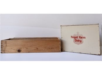 Vintage Dairy Box And Wood Carpenter's Box