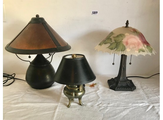 3 Craftsman/Art Nouveau Table Lamps