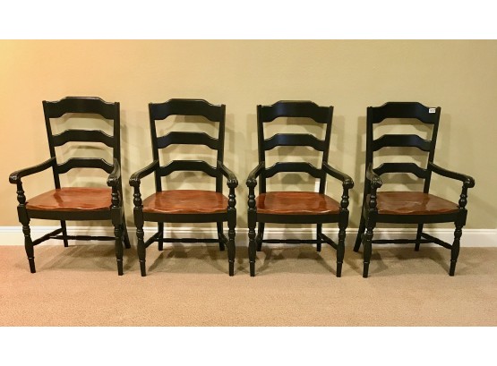 4 Solid Wood Ladder Back Arm Chairs By Hooker Furniture