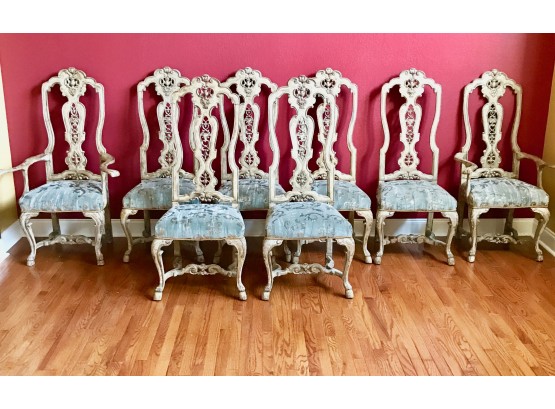 8 Ornately Carved Portuguese Dining Chairs
