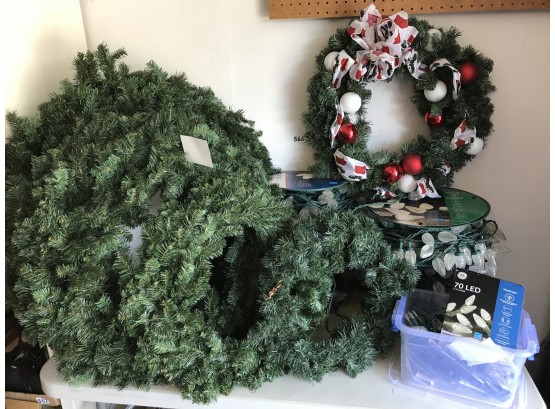 6 Rolls Of LED Christmas Lights, 6 Wreaths, & More