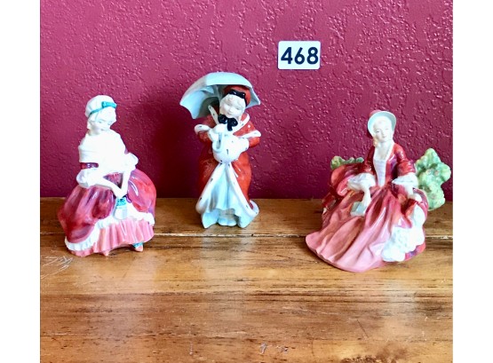 Royal Doulton 'Lydia', 'Miss Muffet', & 'Peggy' Figurines