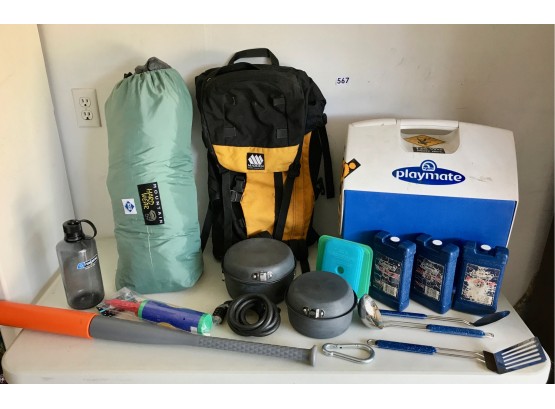 Mountain Hard Wear Tent, Madden Backpack, & Assorted Camping Supplies