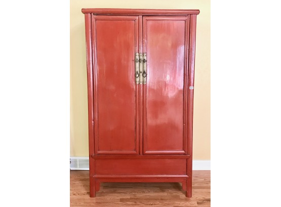 Gorgeous Vintage Red Lacquered Asian Cabinet