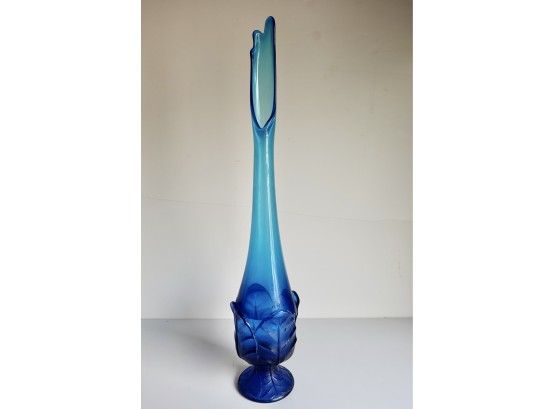 Gorgeous Mid Century Blue Swung Vase With Petals