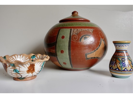 Hand Thrown Pottery Including Mexican And Italian