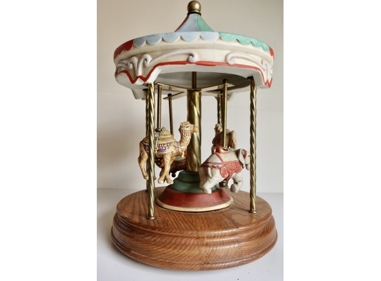 Large Ceramic And Wood Musical Carousel (Williett's?)