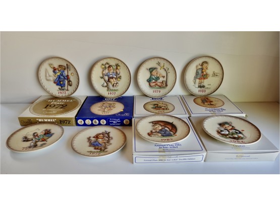 8 Vintage Hummel Annual Plates, 6 With Original Boxes