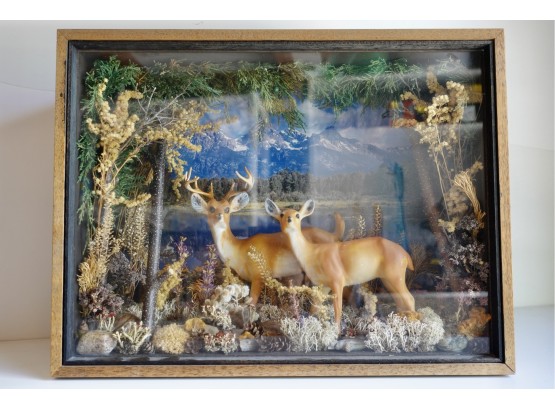 Super Fun Vintage Deer Diorama Wall Art