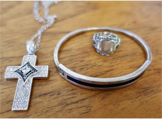 Montana Silversmith Cross Necklace, Bracelet, And Ring