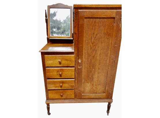 Lovely Old (Antique?) Chiffarobe With Drawers And Mirror