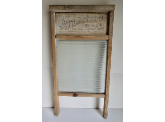 Antique Ribbed Glass National Washboard