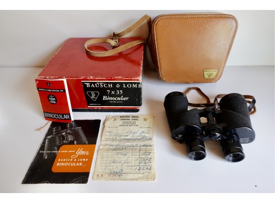 Vintage Bausch And Lomb Zephyr 7x35 Binoculars With Original Case, Box, & More