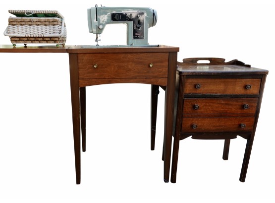 Vintage Sears Kenmore Sewing Machine With Sewing Box And Sweet Vintage Sewing Drawers
