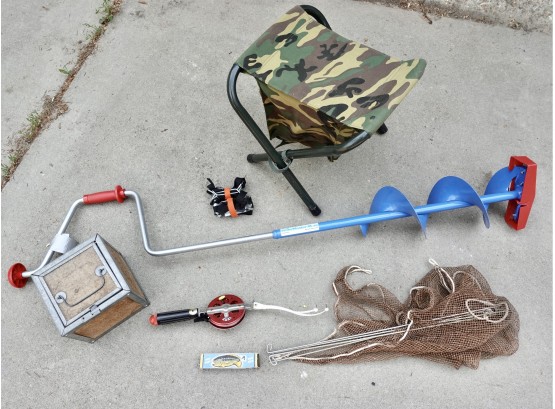 Ice Fishing Gear Including Ice Auger
