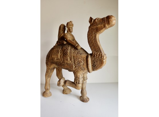 Gorgeous Large Carved Camel With Riders
