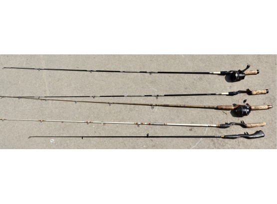 5 Fishing Rods Including Zebco, Hawthorn, & Shakespeare With Zebco And Johnson Reels