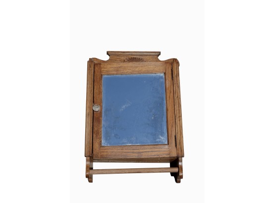 Vintage Wood Medicine Cabinet With Towel Bar And Mirror