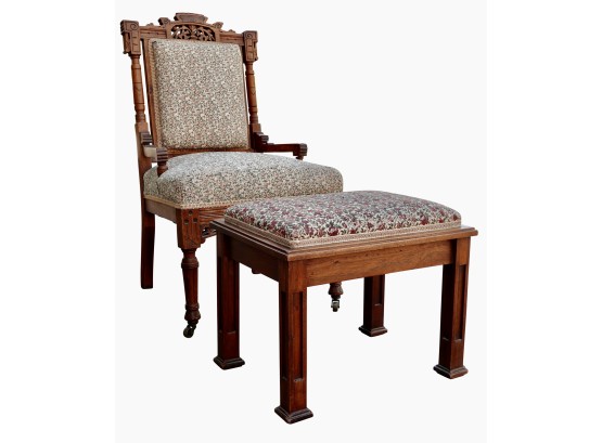 Beautiful Antique Eastlake Chair And Ottoman
