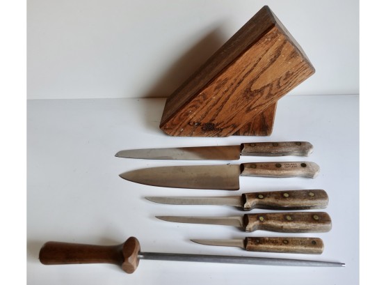 Vintage Chicago Cutlery Knife Set With Sharpener And Block