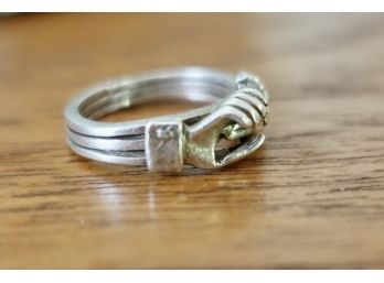 Sz 6 Vintage 3 Part Fed Gimmel Ring Noted To Be Sterling