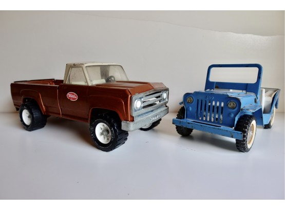 Vintage Metal Tonka Pickup And Jeep Toys