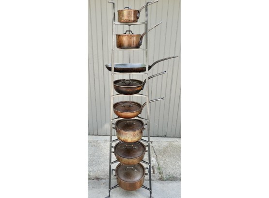 Tall Custom Made Bourgeat Cast Iron Pot Rack, Pots/pans Sold Separately