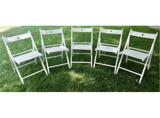 5 White Ikea Folding Chairs