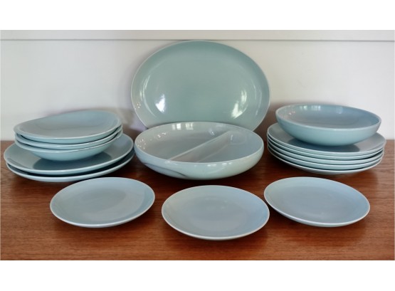 16 Pieces Of 1940s Russel Wright Iroquois Casual China Ice Blue Dinnerware