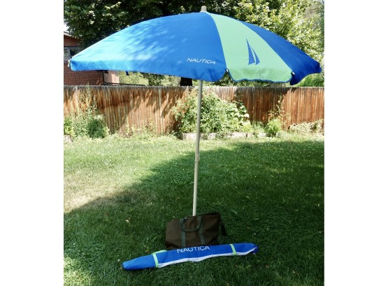 7' Diameter Nautica Beach Umbrella & Expandable LL Bean Tote