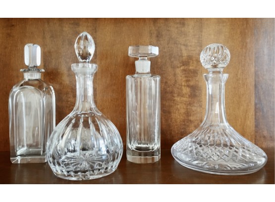 4 Vintage Decanters, Appear To Be Crystal