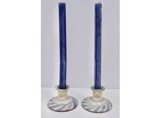 Pair Of McKenzie-Childs Candle Holders