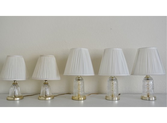 5 Small Cut Glass Table Lamps