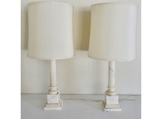 Pair Of Vintage Marble Table Lamps